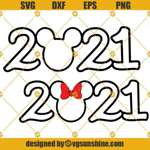 Disney 2021 SVG, Mickey Head SVG, Minnie Head SVG