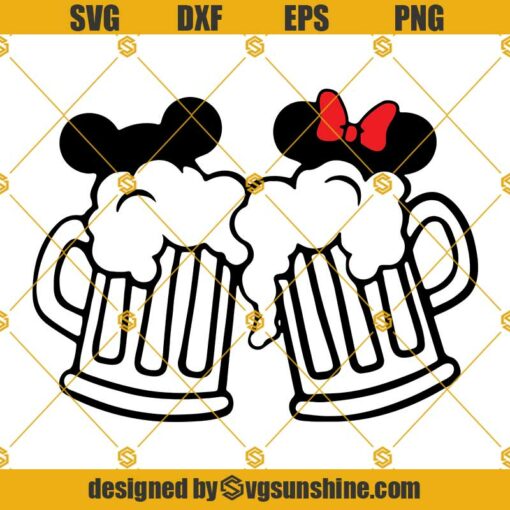 Disney Beer SVG Cut File, Mickey Beer Clipart, Disney Drinking SVG