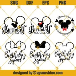 Disney Birthday SVG Bundle, Birthday Squad SVG, Mickey Head SVG, birthday SVG