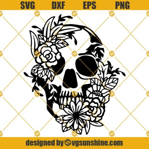 Floral Skull SVG, Floral Sugar Skull SVG, Skull SVG