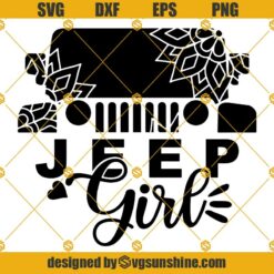 Jeep Girl Svg, Jeep Girl Png, Jeep floral mandala Svg Dxf Eps Png Cutting files for Cricut, Silhouette
