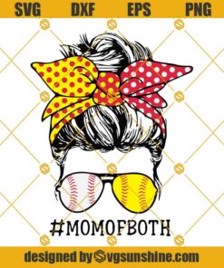 Mom Of Both Baseball Softball SVG