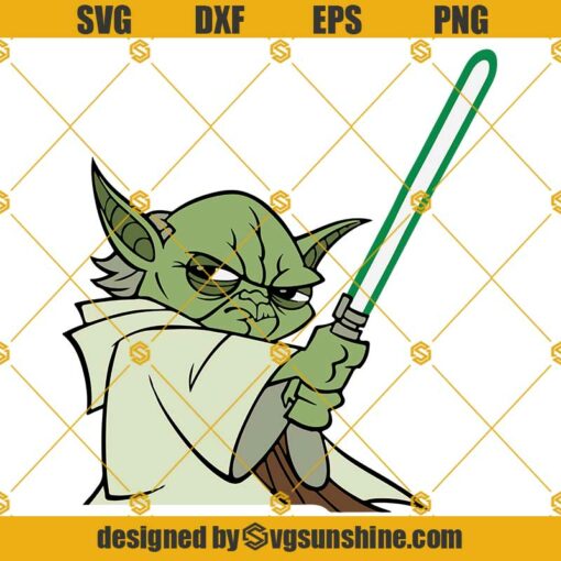 Yoda Star Wars Light Saber SVG, Green Lightsaber SVG, Baby Yoda SVG
