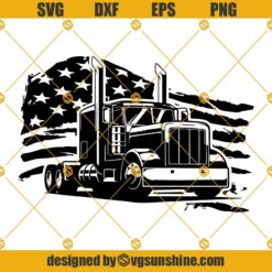 Semi Truck Flag SVG, American Flag Trucker SVG, Semi Truck SVG PNG DXF EPS Cricut Vector Logo Digital Clipart