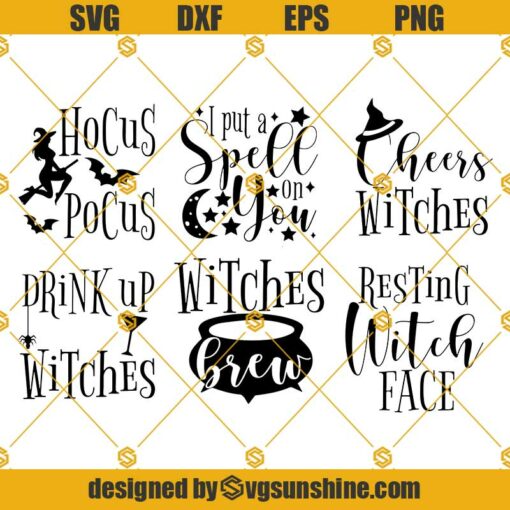 Halloween Quotes SVG, Witches Brew SVG, Hocus Pocus SVG, Drink Up Witches SVG, Resting Witch Face SVG