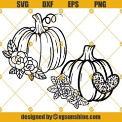 Floral Pumpkin SVG, Flower Pumpkin SVG, Pumpkin With Flowers SVG BUNDLE