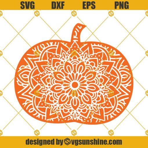 Mandala Pumpkin SVG PNG DXF EPS Cut Files Clipart Cricut Silhouette