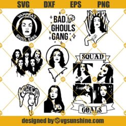 Morticia Addams Lily Munster Vampira Elvira SVG, Horror Goth Queens SVG PNG DXF EPS
