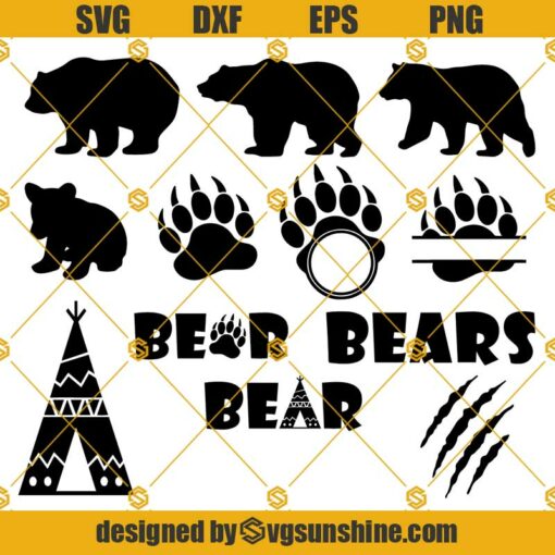Bear Monogram SVG, Bear Claw SVG, Bear Paw SVG, Bear SVG Cut Files