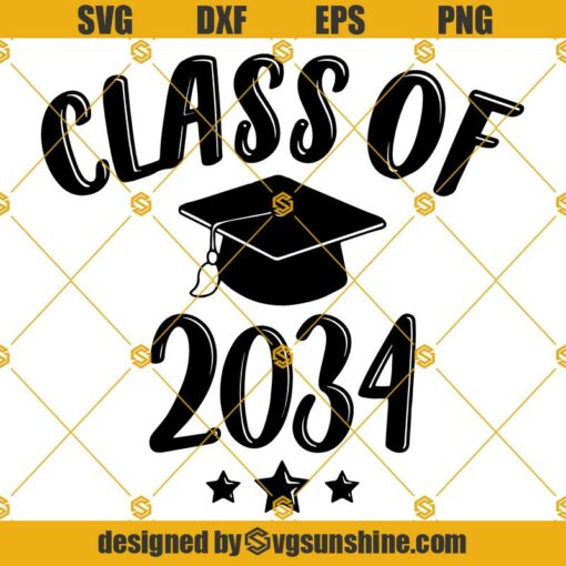 Class of 2034 svg, graduation cap svg png dxf eps clipart cricut