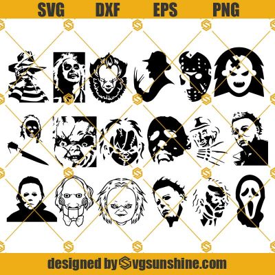 Horror Movie Characters SVG, Chucky SVG Freedy Krueger SVG Friday 13th SVG