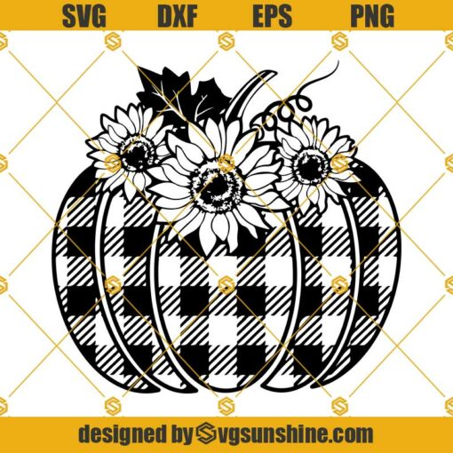 Floral Pumpkin SVG, Plaid Pumpkin SVG, Flowers Pumpkin SVG