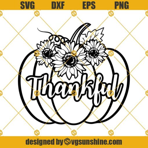 Thankful Pumpkin Flowers SVG, Thankful Svg, Pumpkin Svg, Fall SVG, Autumn Svg