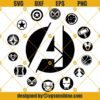 Avengers Logos Circle SVG Bundle, Avengers SVG, Superhero Logo SVG