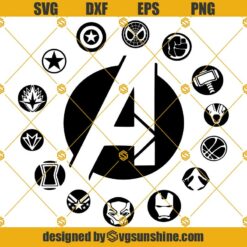 Avengers Logos Circle SVG Bundle, Avengers SVG, Superhero Logo SVG, Superhero SVG