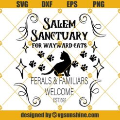Cat Salem Sanctuary SVG, Sanderson SVG, Cat Halloween SVG, Black Cat SVG