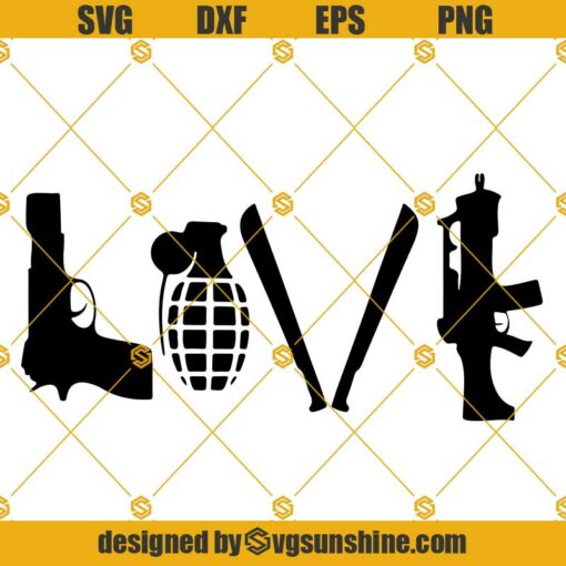 Gun Love Weapon SVG PNG DXF EPS Cut File For Silhouette Cricut Cameo