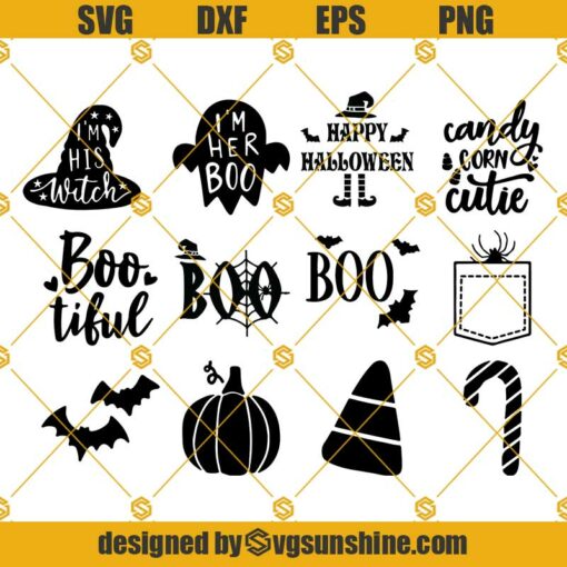 Happy Halloween SVG Bundle, Boo SVG, Halloween Quotes SVG PNG DXF EPS