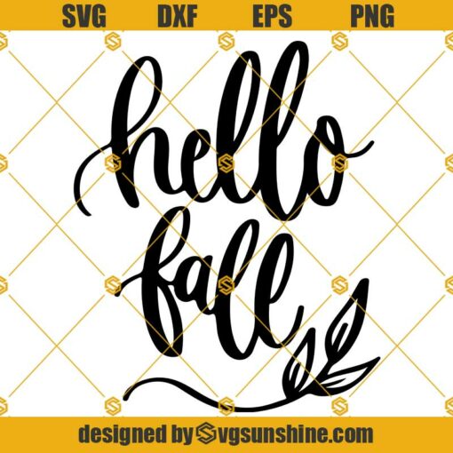 Hello Fall SVG Cricut Silhouette, Fall SVG PNG DXF EPS Cut Files Clipart