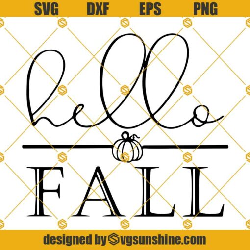 Hello Fall SVG PNG DXF EPS Cut Files Clipart Cricut Silhouette