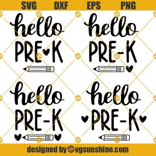 Hello Pre K SVG Bundle, Back to School SVG, First Day Of School SVG, School SVG, Teacher SVG, Preschool SVG