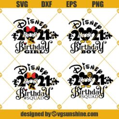 Disney Birthday Boy Girl Squad 2021 Svg, Inspired Mickey And Minie Mouse Ears Svg, Birthday Squad Svg, Birthday Disney Svg