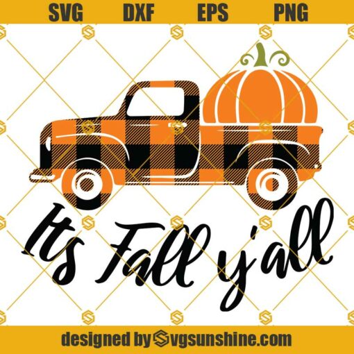 Fall Pumpkin Truck Plaid SVG, Its Fall Y’all SVG, truck SVG, Pumpkin SVG, Halloween SVG, Fall SVG
