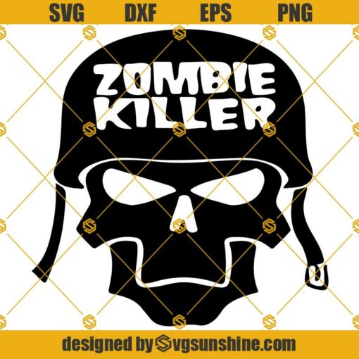 Zombie Killer Army Helmet SVG Cut File For Silhouette Cricut