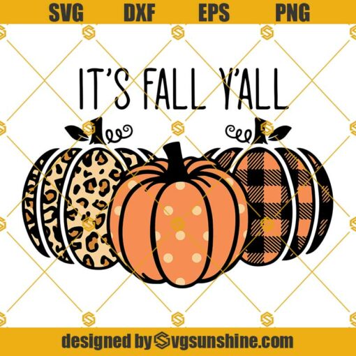 Plaid and Leopard Pumpkin SVG, It’s Fall Y’all SVG, Autumn SVG