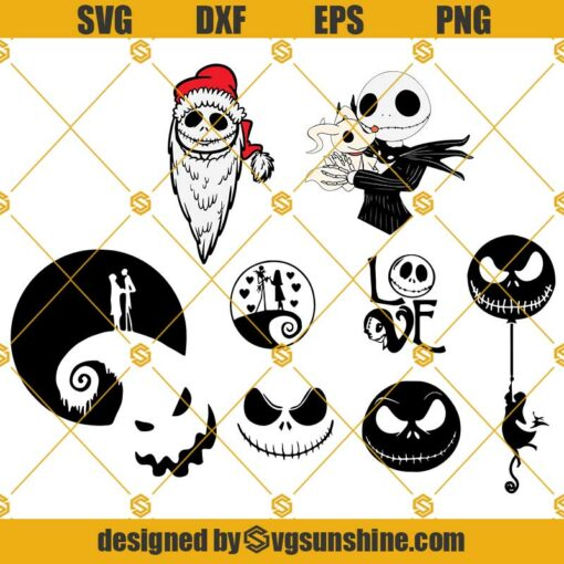 Jack Skellington Nightmare Before Christmas SVG PNG DXF EPS Cut Files Clipart Cricut Silhouette