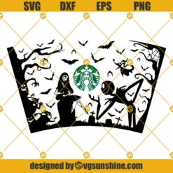 Jack Skellington Starbucks SVG, Full Wrap For Starbucks Venti Cold Cup SVG, Jack And Sally SVG