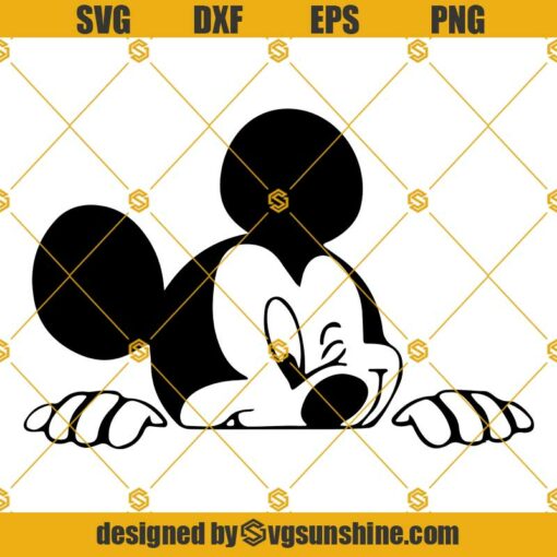 Mickey Mouse Peeking Disney SVG Cut File For Silhouette Cricut Cameo