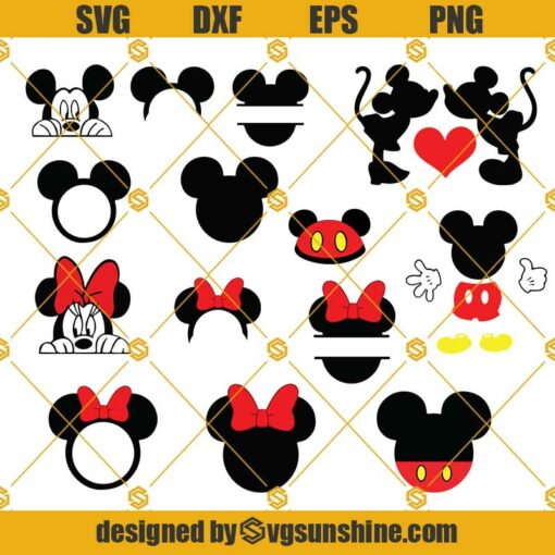 Mickey Mouse Svg Bundle, Minnie Mouse Svg, Minnie Head Svg, Mickey Monogram Svg, Mickey head Svg