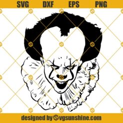 Pennywise SVG, Scary Movie Character SVG, Halloween SVG PNG DXF EPS Cricut Cut File Clipart Silhouette