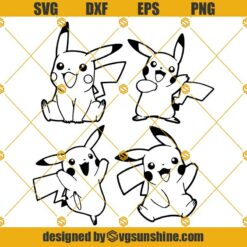 Pikachu SVG, Pokemon 4 Pack SVG, Pikachu Bundle SVG PNG DXF EPS