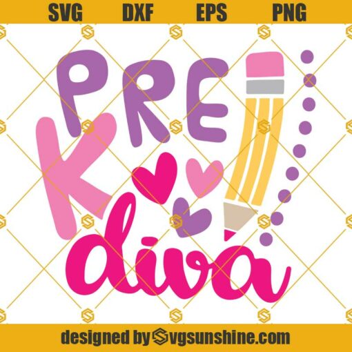 Pre K Diva SVG, Girl Pre-K SVG, Back To School SVG, First Day Of Pre-K SVG, Pre Kindergarten SVG