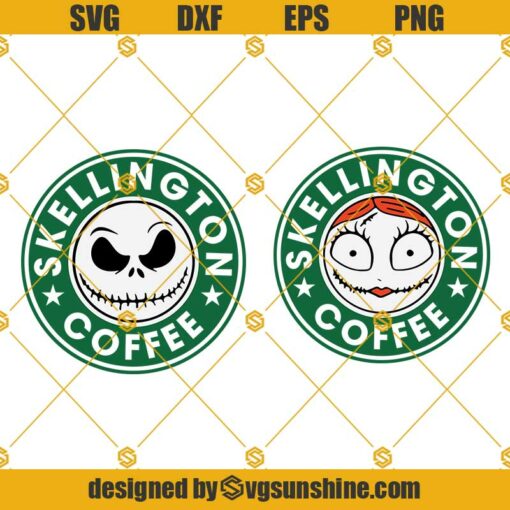 Starbucks Jack and Sally SVG, Jack Skellington Starbucks SVG, Sally Starbucks SVG