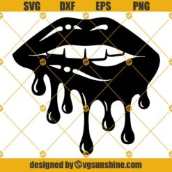 Dripping Lips SVG, Glossy Biting Lips SVG, Lipstick SVG, Lip SVG