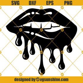 Dripping Lips SVG, Glossy Biting Lips SVG, Lipstick SVG, Lip SVG