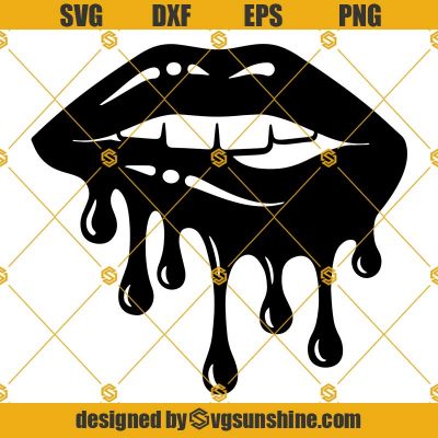 Dripping Lips SVG, Glossy Biting Lips SVG, Lipstick SVG, Lip SVG