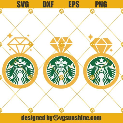 Diamond Ring Starbucks Cup SVG, Engagement Ring SVG Bride SVG Starbucks Logo SVG