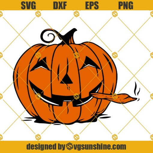 Smoking Pumpkin SVG, Weed Pumpkin SVG, Weed SVG, Cannabis SVG, Marijuana SVG, Halloween SVG, Jack O’Lantern Smoke Weed Joint, Stoned SVG