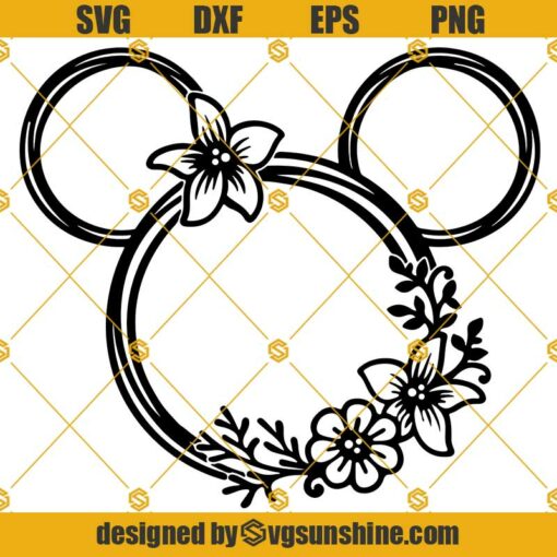 Flower Minnie Head Svg, Mickey Mouse Head Svg, Disney Svg