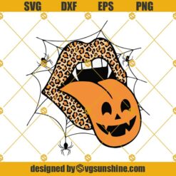 Leopard Pumpkin Lips SVG, Leopard Lips SVG Pumpkin Tongue SVG, Halloween SVG
