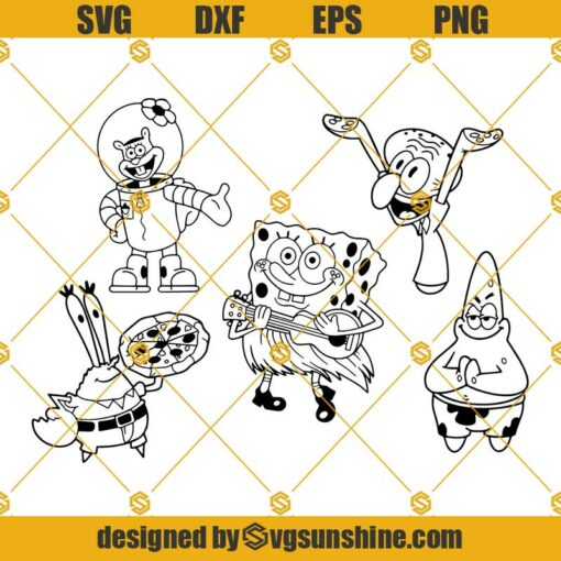 Spongebob SVG, Gary SVG, Squidward SVG, Patrick SVG Bundle