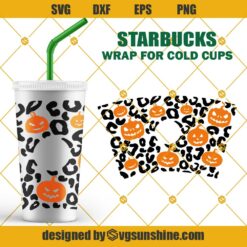 Full Wrap Leopard Halloween Starbucks Cup SVG
