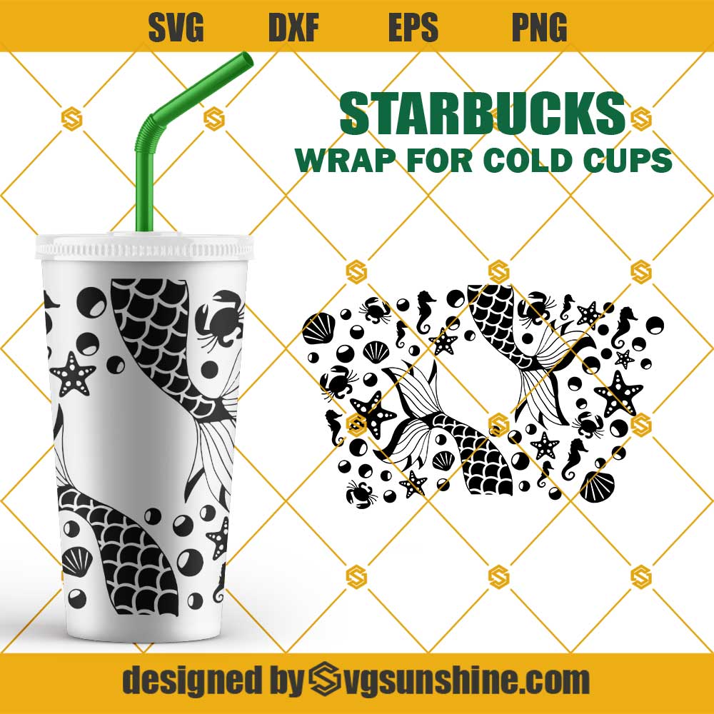 Mermaid Scales Full Wrap SVG - Cold Cup Wrap SVG - (1613045)