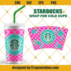 Full Wrap Mermaid Starbucks Venti Cold Cup SVG, Mermaid Vibe Starbucks Cold Cup Wrap SVG