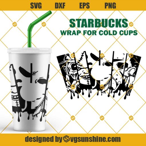 Horror Movie Characters Full Wrap Starbucks Cup SVG, Halloween SVG Horror Movie SVG Scary Movie SVG
