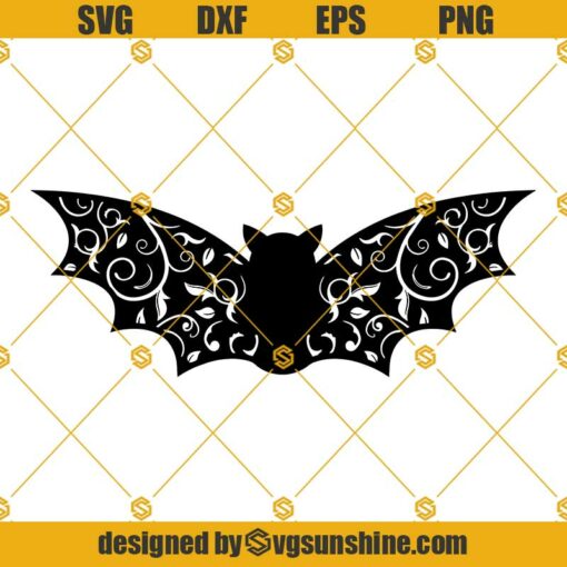 Bat Halloween SVG, Bat Floral Mandala SVG Zentangle SVG Halloween SVG